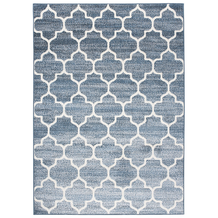 Borough Wharf Cassadaga Flatweave Grey/Blue/Cream Rug Wayfair.co.uk